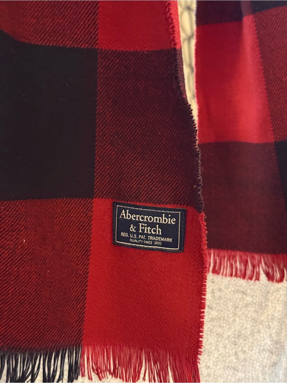 Abercrombie & Fitch Red and Black Plaid Scarf
